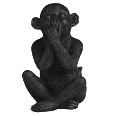 ORNAMENT SITTING MONKEY BLACK - DECOR OBJECTS